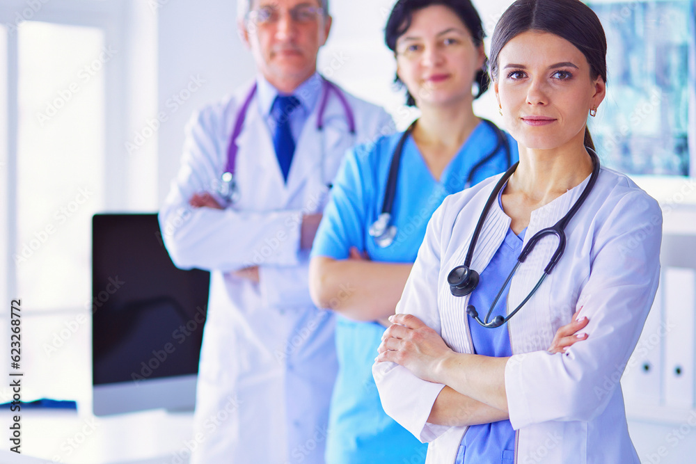 Group of doctors and nurses standing in the hospital Accident and Emergency department Group of doctors and nurses standing in the hospital Accident and Emergency department