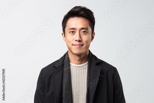 Portrait of a young asian man isolated on white background.