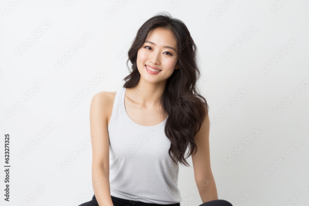Portrait of a beautiful young asian woman sitting on white background Portrait of a beautiful young asian woman sitting on white background