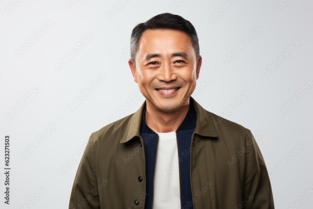 smiling asian man in jacket looking at camera isolated on white smiling asian man in jacket looking at camera isolated on white