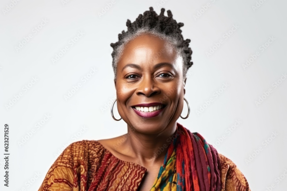 Portrait of a beautiful african american woman smiling and looking at camera