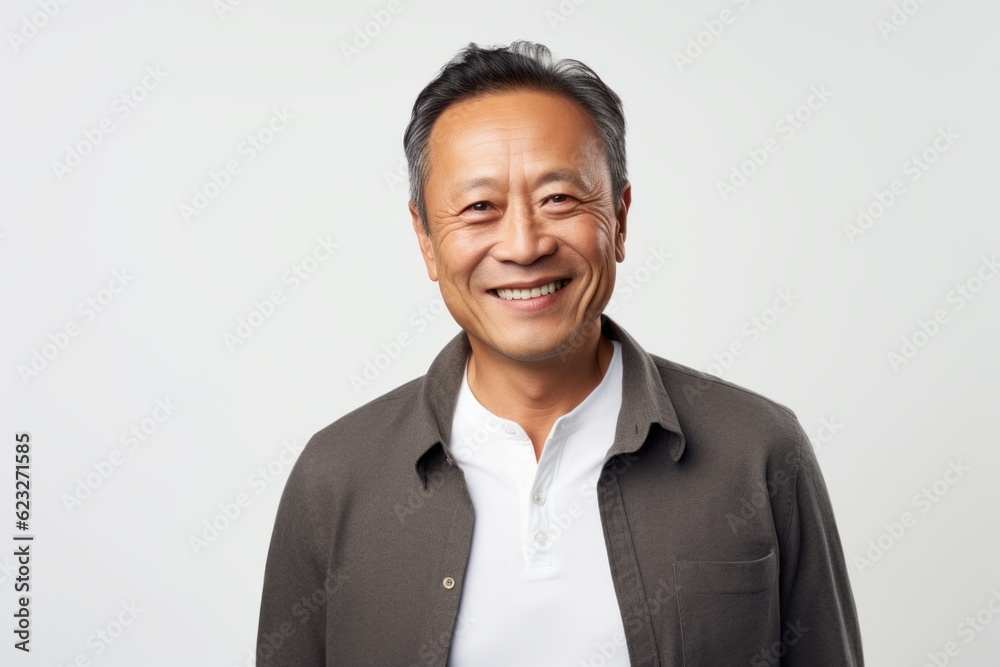 Portrait of an Asian man smiling at the camera over white background Portrait of an Asian man smiling at the camera over white background