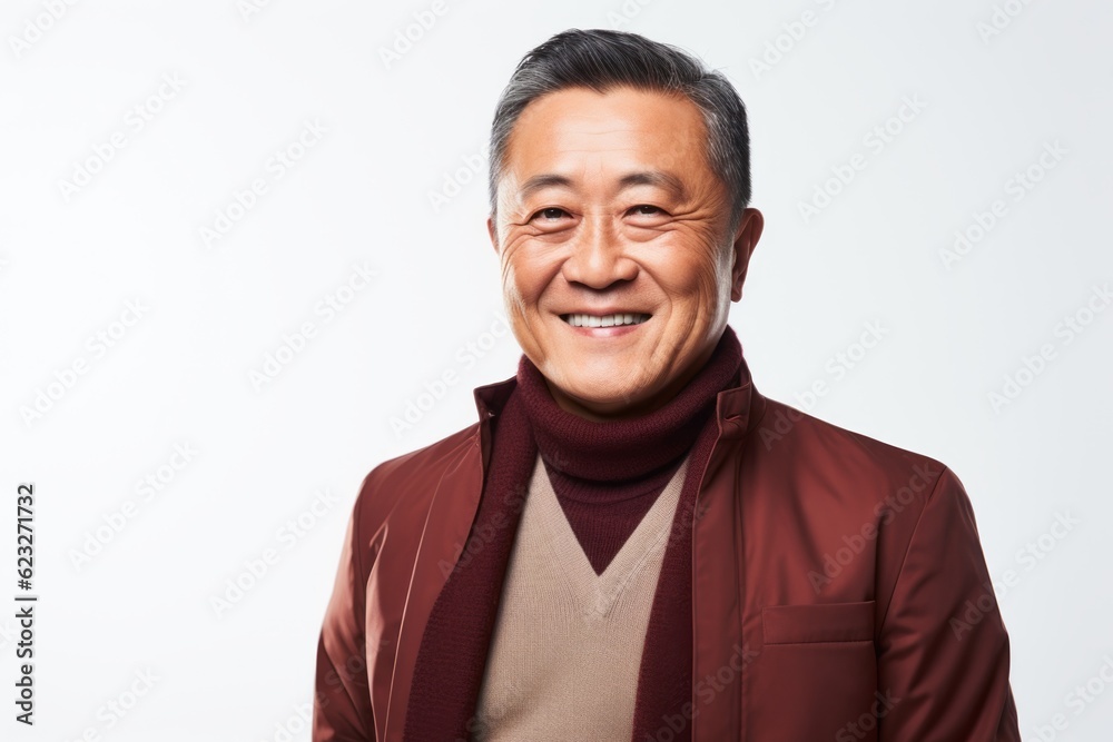 Portrait of an asian senior man smiling isolated on a white background Portrait of an asian senior man smiling isolated on a white background