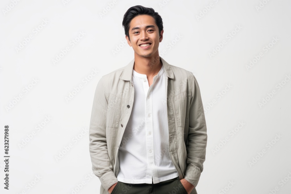 Portrait of a smiling young asian man standing isolated on a white background Portrait of a smiling young asian man standing isolated on a white background
