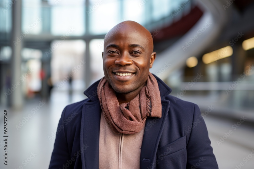 Portrait of happy african american man smiling at camera in city Portrait of happy african american man smiling at camera in city