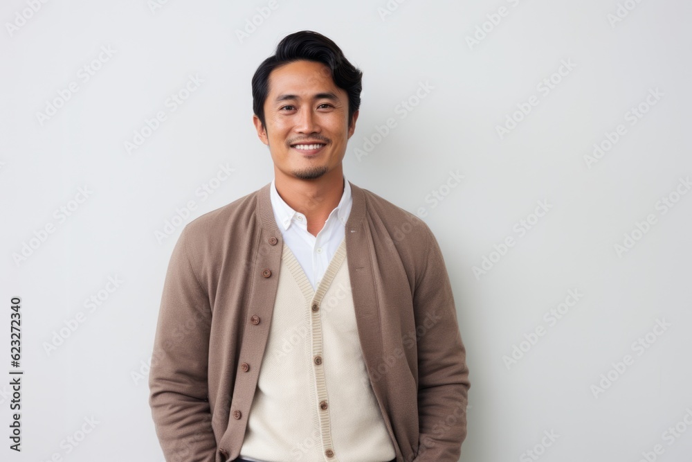 Portrait of a smiling asian man standing against white background. Portrait of a smiling asian man standing against white background.