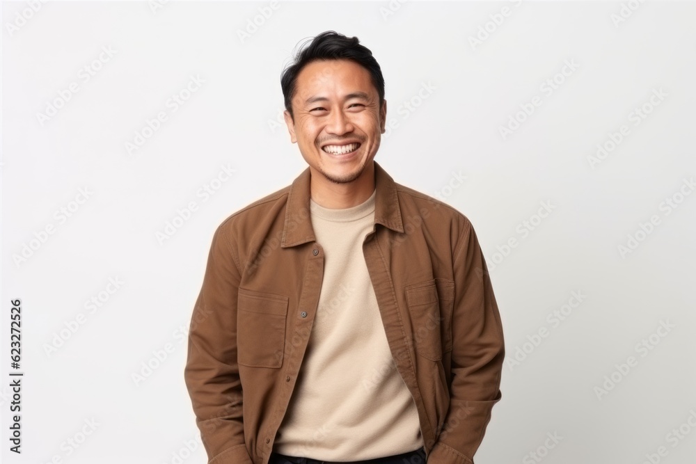 Young Asian man over isolated white wall laughing and looking to the side Young Asian man over isolated white wall laughing and looking to the side