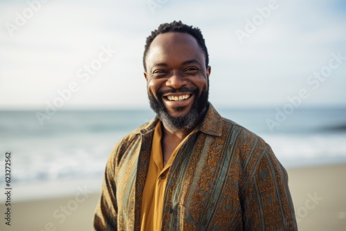 Portrait of smiling african american man standing on the beach © Hanne Bauer