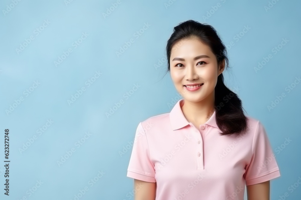 Portrait of a beautiful young asian woman smiling against blue background Portrait of a beautiful young asian woman smiling against blue background