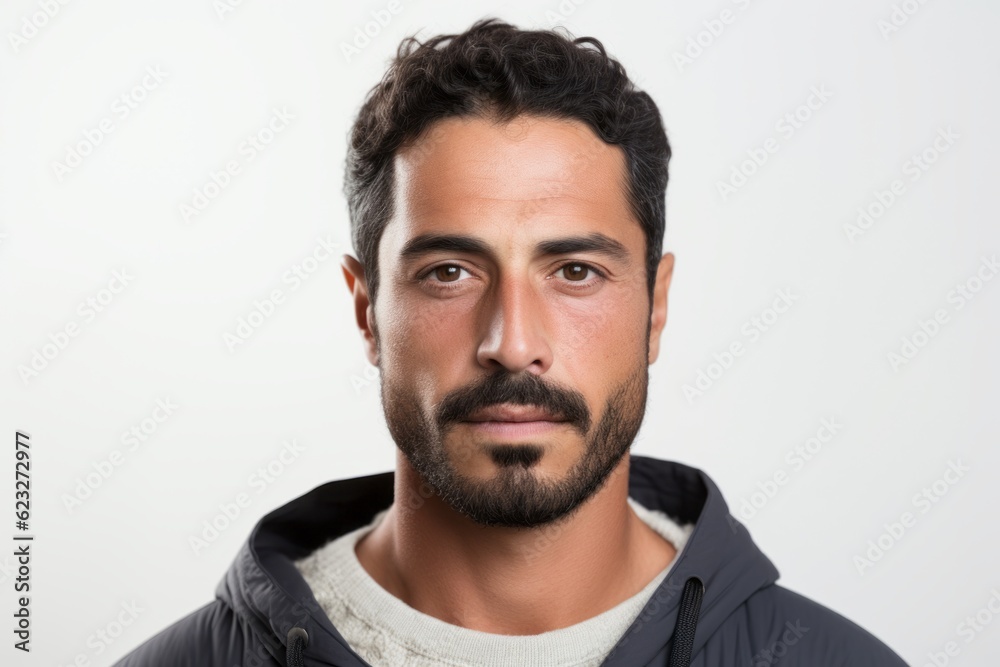 Portrait of a handsome young man with beard and mustache wearing a hoodie Portrait of a handsome young man with beard and mustache wearing a hoodie