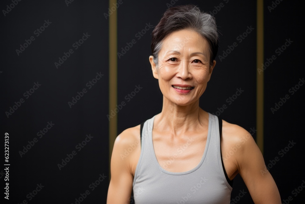 Portrait of a smiling senior asian woman in sportswear Portrait of a smiling senior asian woman in sportswear