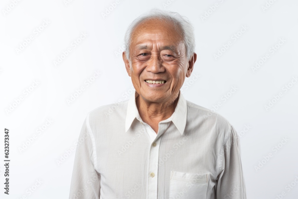 asian senior man smiling and looking at the camera on white background asian senior man smiling and looking at the camera on white background