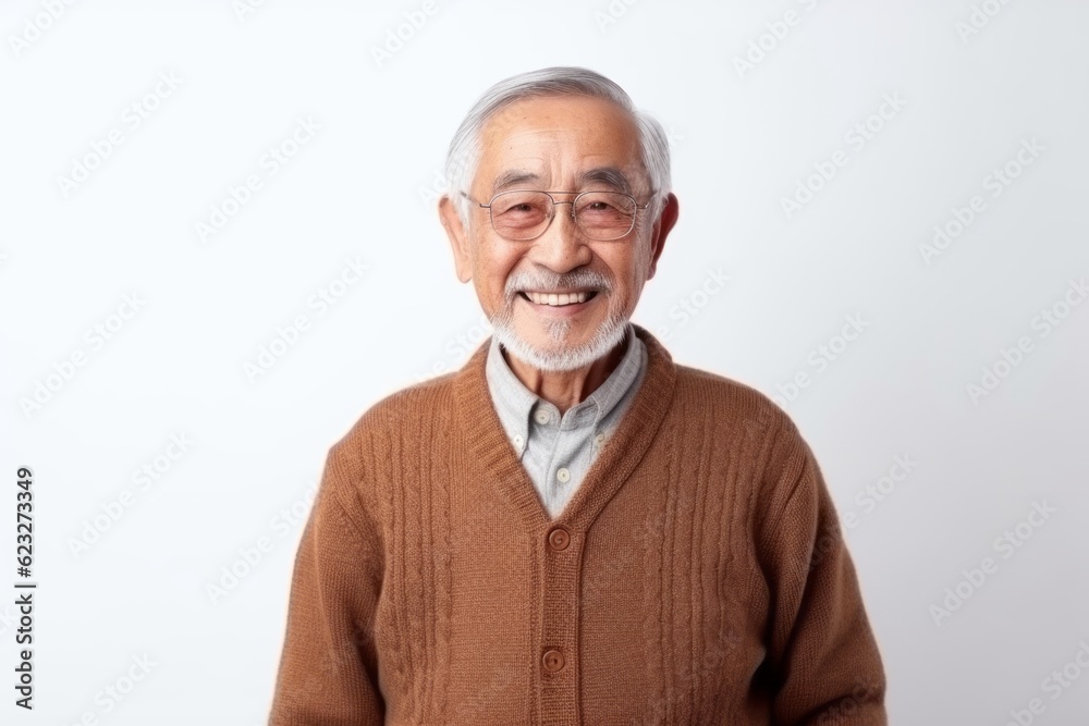 Portrait of an elderly asian man wearing glasses on white background Portrait of an elderly asian man wearing glasses on white background