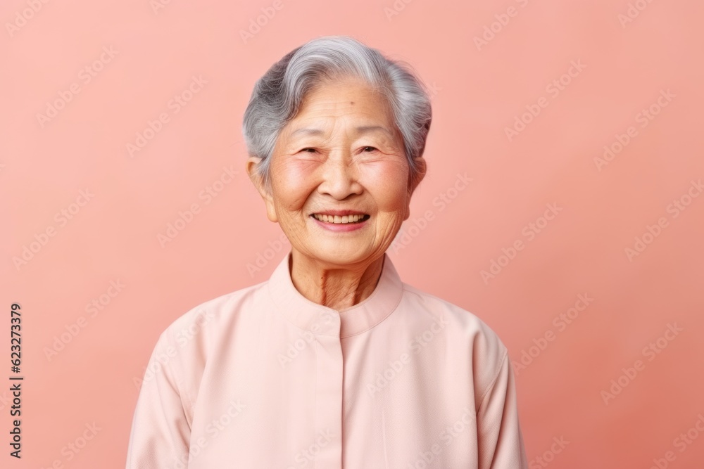 Portrait of asian senior woman in pink shirt on pink background Portrait of asian senior woman in pink shirt on pink background