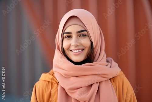 Beautiful young muslim woman with hijab on blurred background, closeup © Leon Waltz