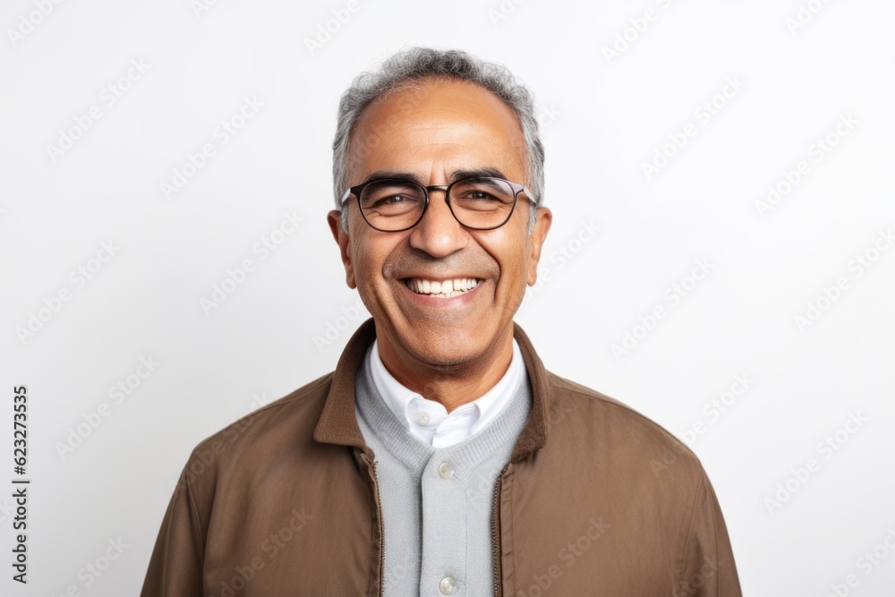 Portrait of happy senior Indian man in eyeglasses smiling at camera Portrait of happy senior Indian man in eyeglasses smiling at camera