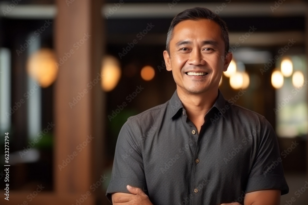 Fototapeta premium Portrait of a handsome asian man smiling at the camera.