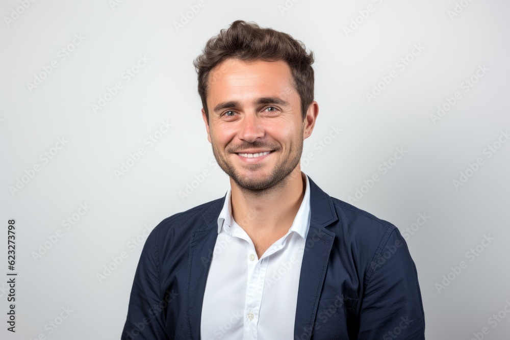 Portrait of a happy young man smiling at camera on white background Portrait of a happy young man smiling at camera on white background