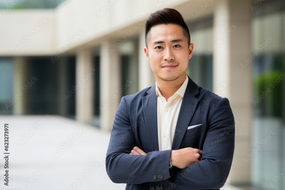 Portrait of a young asian businessman standing with his arms crossed Portrait of a young asian businessman standing with his arms crossed