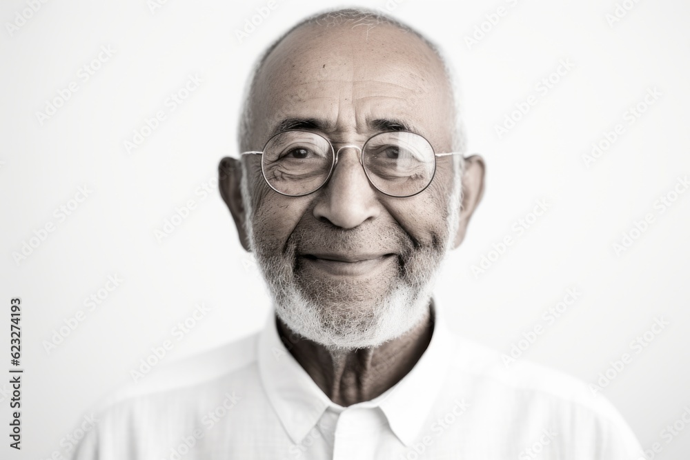 Portrait of a senior man with eyeglasses against a white background Portrait of a senior man with eyeglasses against a white background