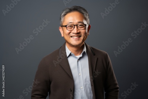 Portrait of happy asian senior man wearing eyeglasses.