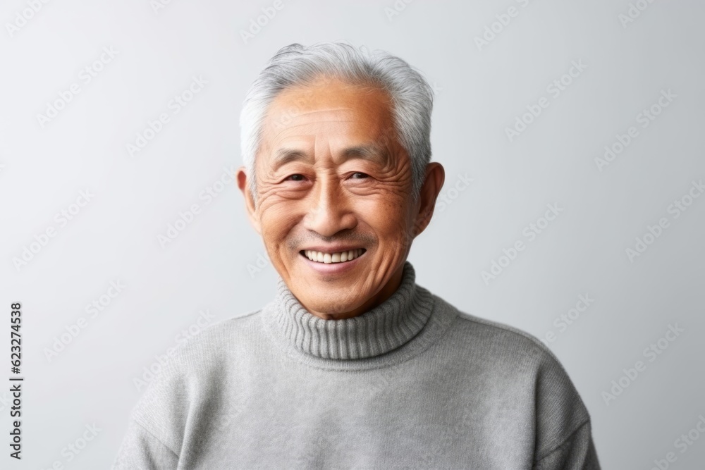 Portrait of a happy senior asian man smiling on white background Portrait of a happy senior asian man smiling on white background