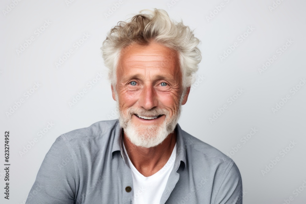 Portrait of a happy senior man looking at camera isolated on a white background Portrait of a happy senior man looking at camera isolated on a white background