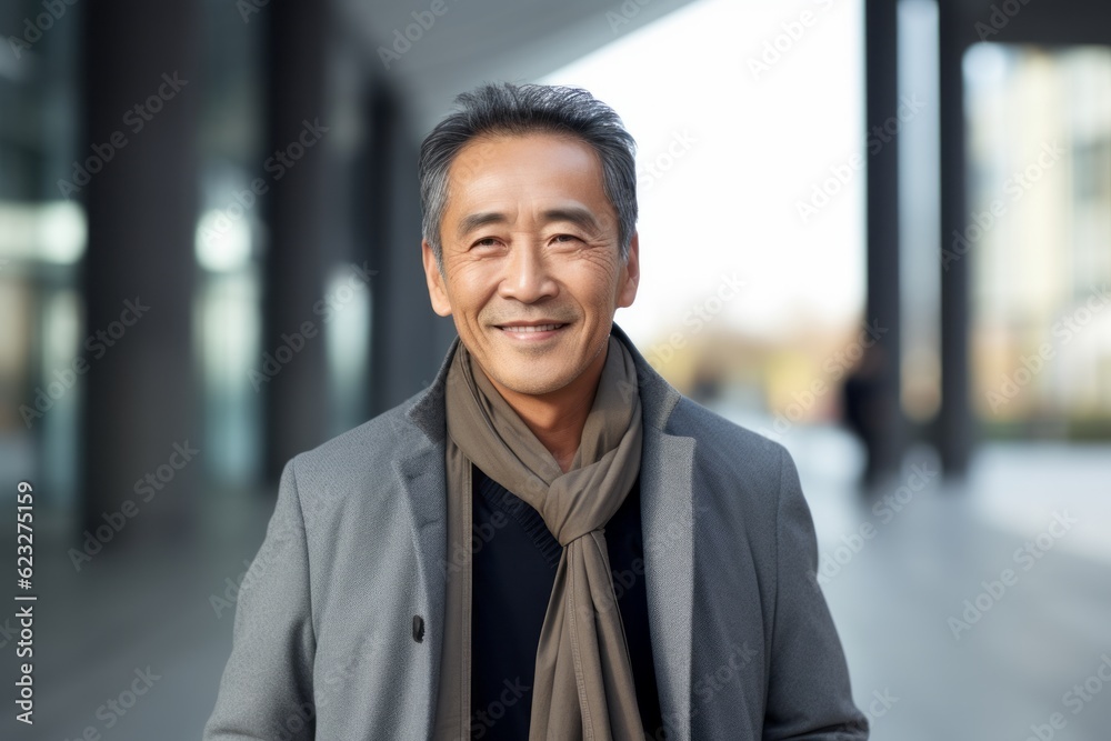 Portrait of an asian senior man smiling at the camera outdoors Portrait of an asian senior man smiling at the camera outdoors