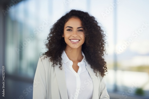 Portrait of beautiful young businesswoman smiling at camera in the office