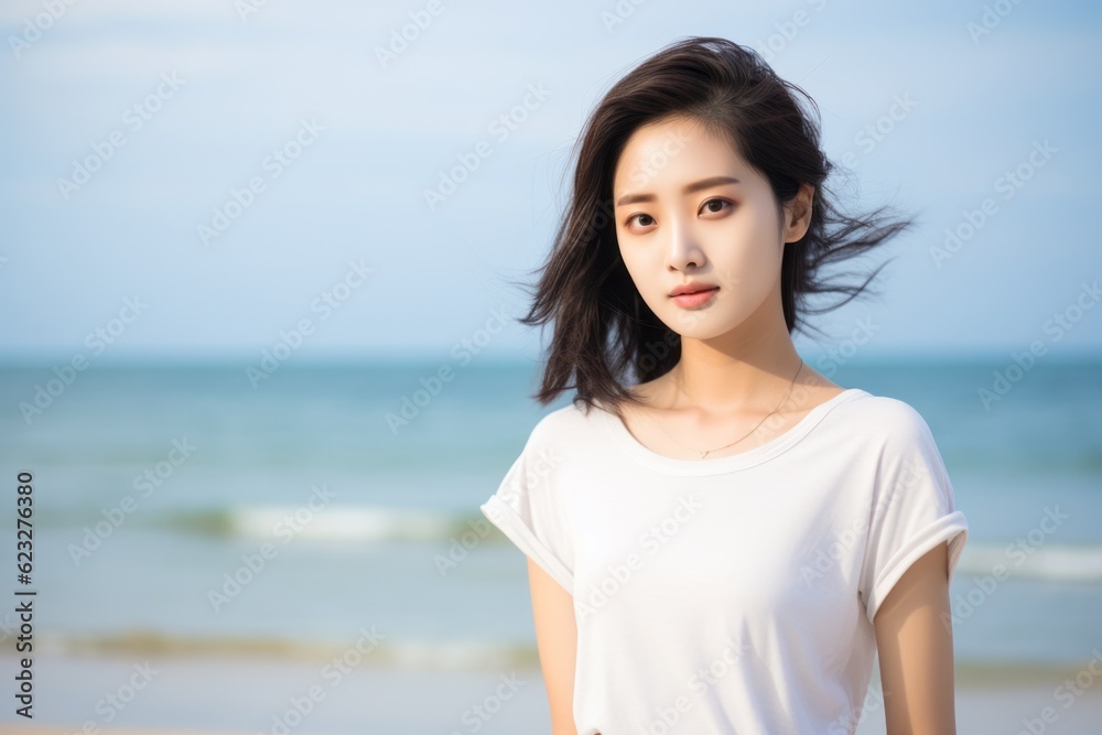 Portrait of asian beautiful young woman relax on the beach. Portrait of asian beautiful young woman relax on the beach.