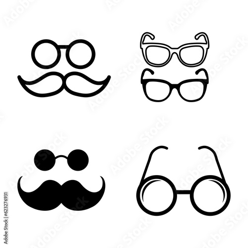 Glasses and mustache icon set, Mustache and glasses in a retro style icon. Simple flat symbol..eps