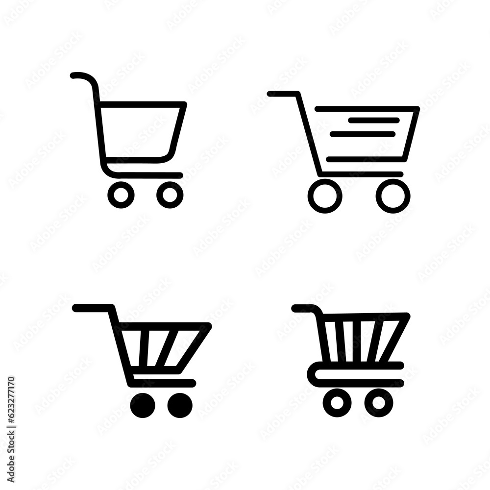 Shopping car ticon set.supermarket isolated flat web mobile icon on white background..eps