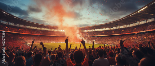 Passionate Supporters. Football Fans Cheering for Their Team