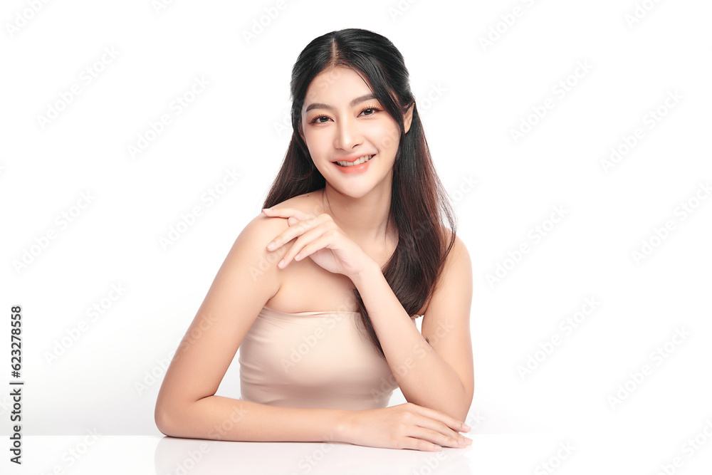 Beautiful young asian woman with clean fresh skin on white background, Face care, Facial treatment, Cosmetology, beauty and spa, Asian women portrait. Beautiful young asian woman with clean fresh skin on white background, Face care, Facial treatment, Cosmetology, beauty and spa, Asian women portrait.