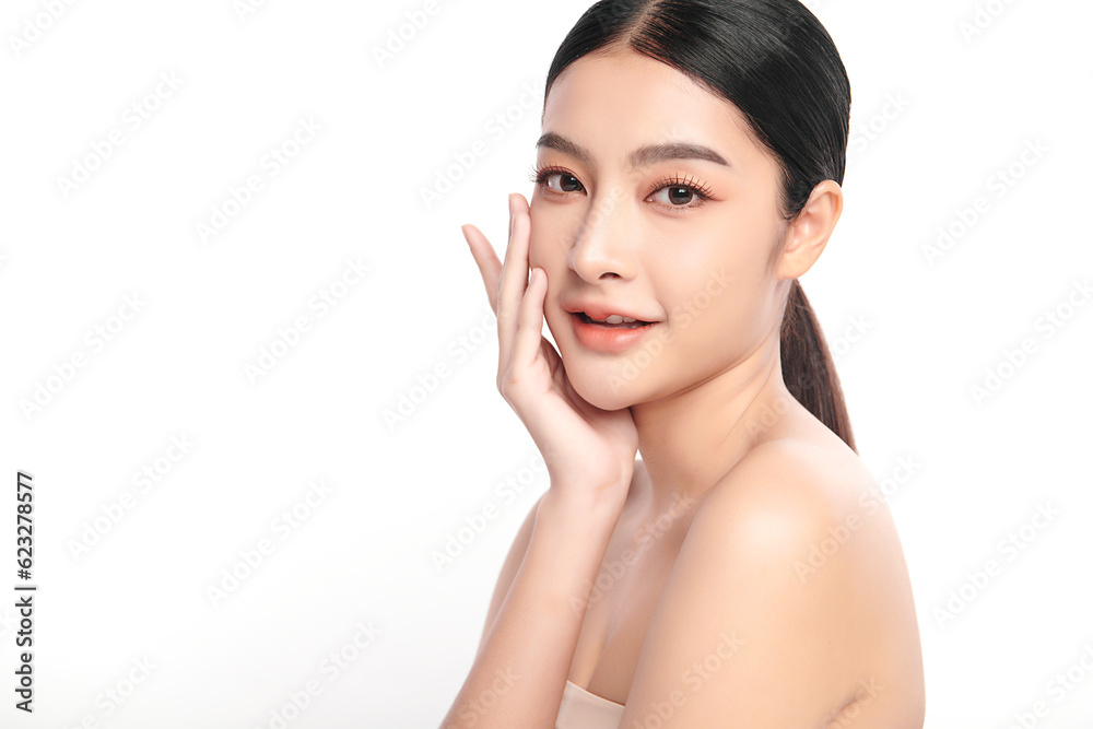Beautiful young asian woman with clean fresh skin on white background, Face care, Facial treatment, Cosmetology, beauty and spa, Asian women portrait. Beautiful young asian woman with clean fresh skin on white background, Face care, Facial treatment, Cosmetology, beauty and spa, Asian women portrait.