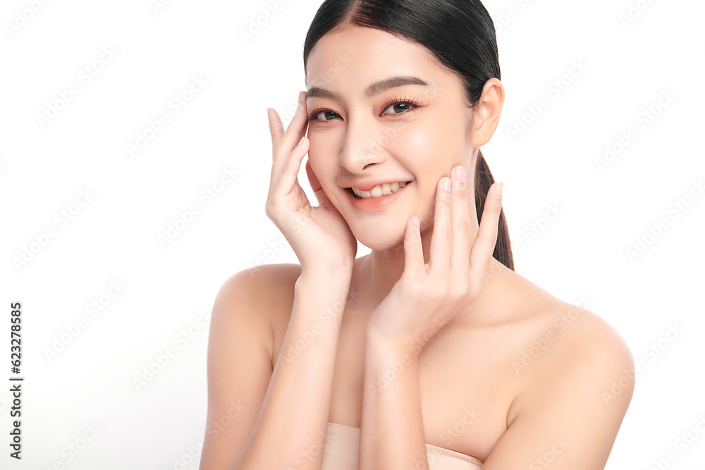 Beautiful young asian woman with clean fresh skin on white background, Face care, Facial treatment, Cosmetology, beauty and spa, Asian women portrait. Beautiful young asian woman with clean fresh skin on white background, Face care, Facial treatment, Cosmetology, beauty and spa, Asian women portrait.