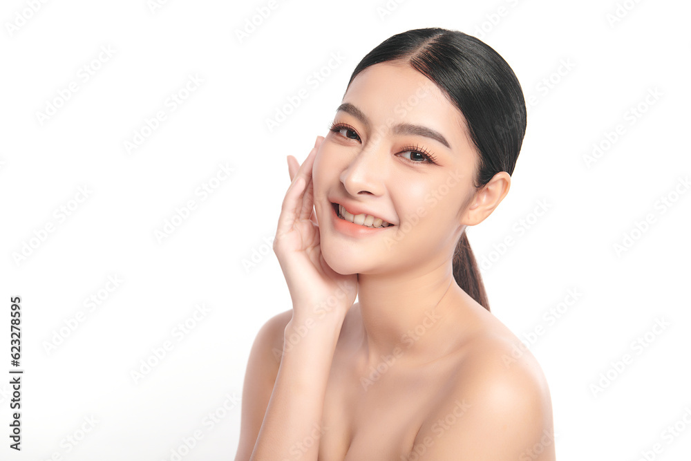 Beautiful young asian woman with clean fresh skin on white background, Face care, Facial treatment, Cosmetology, beauty and spa, Asian women portrait. Beautiful young asian woman with clean fresh skin on white background, Face care, Facial treatment, Cosmetology, beauty and spa, Asian women portrait.