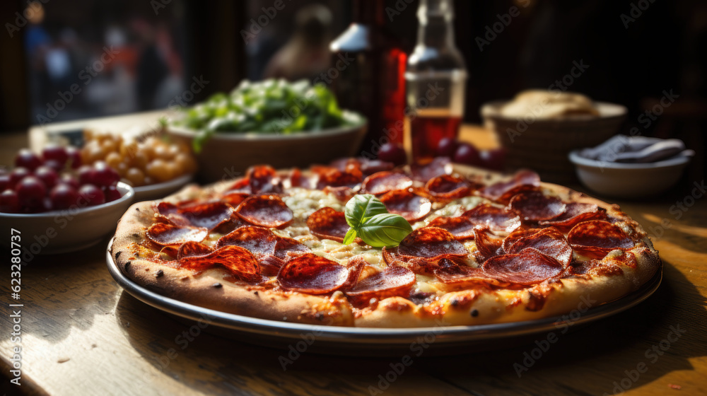Pepperoni Pizza in Italian Restaurant