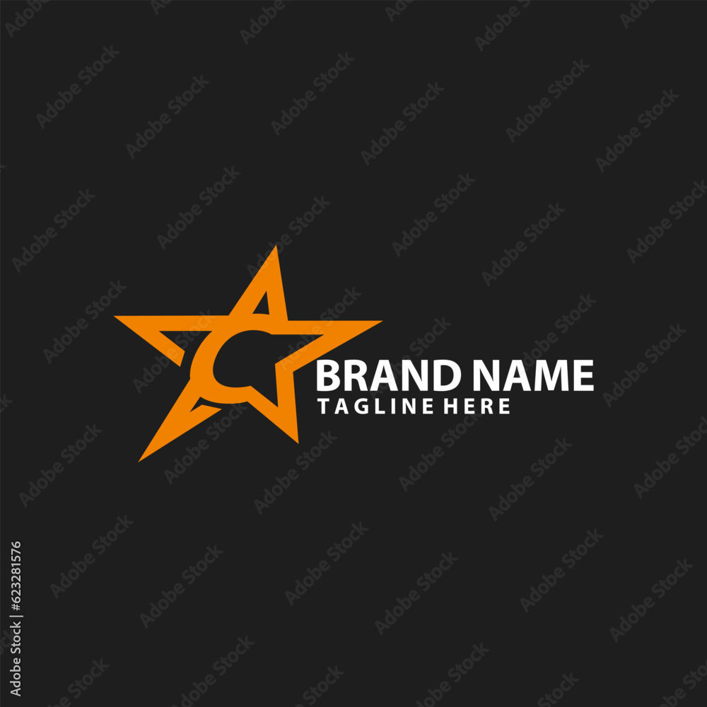 letter C with star logo design vector letter C with star logo design vector