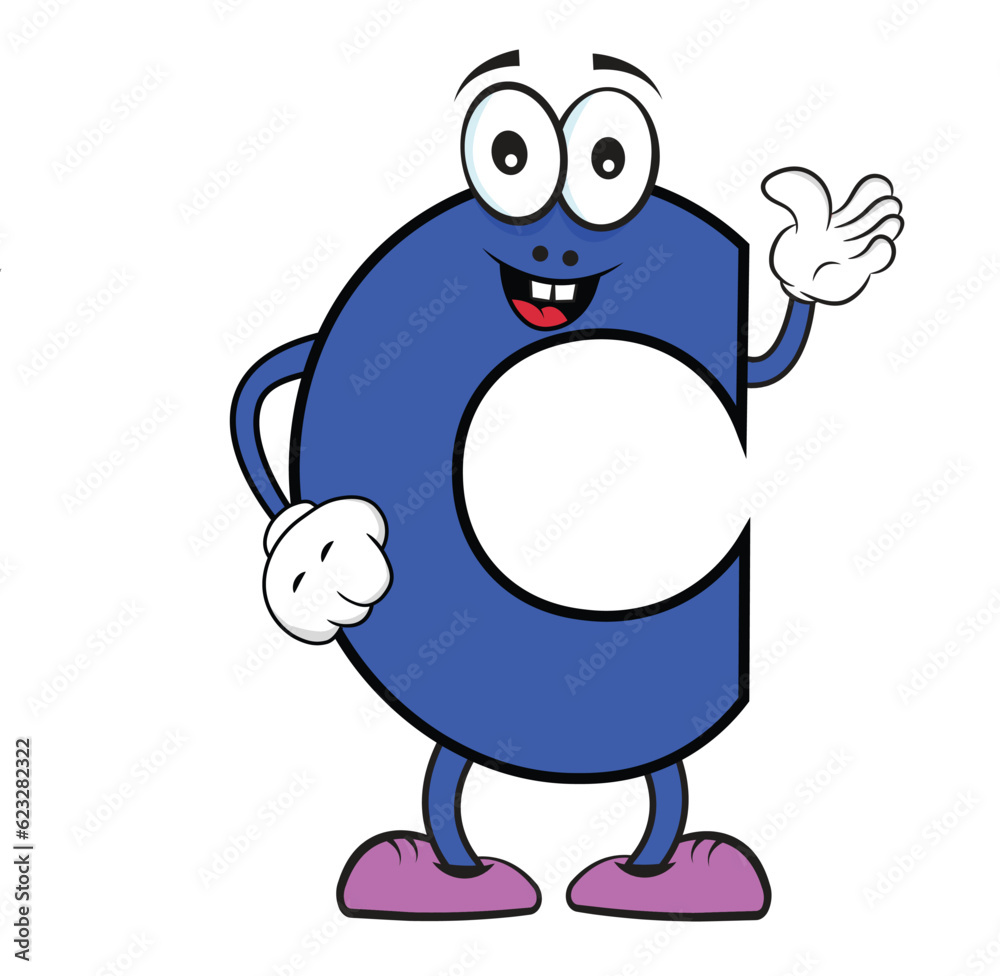 English C alphabet creative cartoon character 