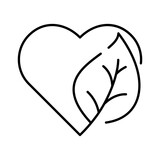 Love heart with leaf Nature Environment Isolated Outline Icon Design