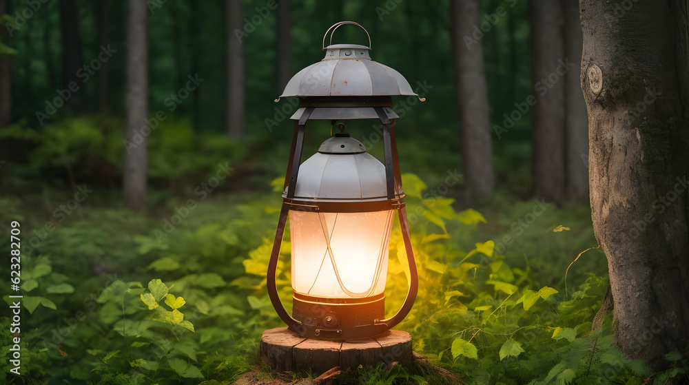 キャンプ場、ランタンの明かり｜Campsite, lantern lights, Generative AI