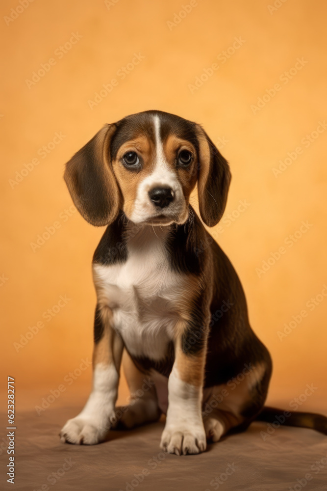 Very cute puppy Beagle in nature, national geography, Wide life animals. AI Generated.