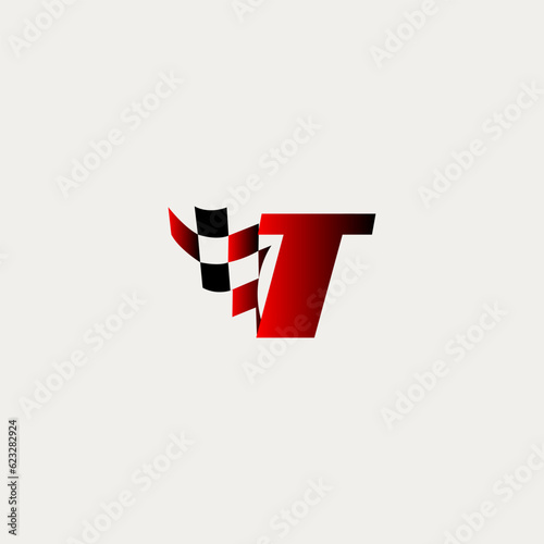 letter T flag racing race design vector