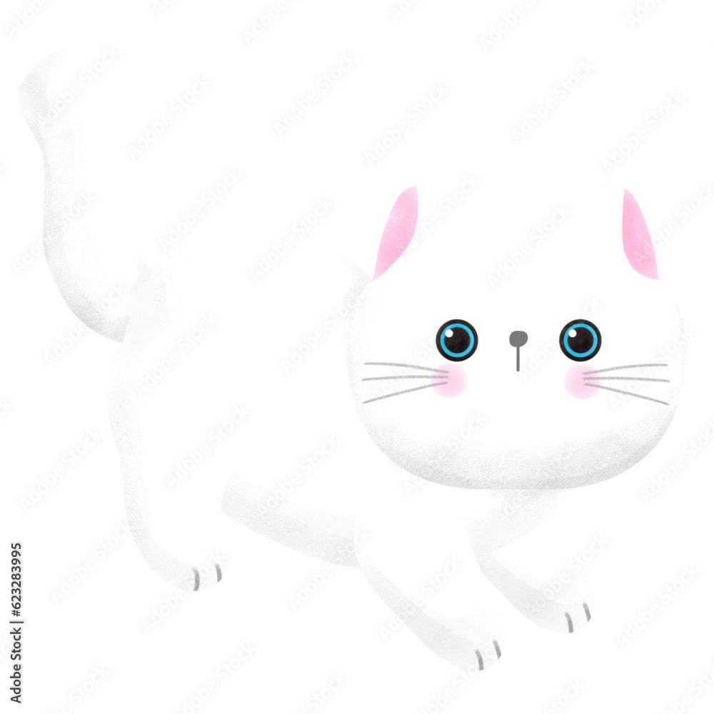 Naklejka premium Cute cat international cat day kitten and world watercolor style illustration element Png