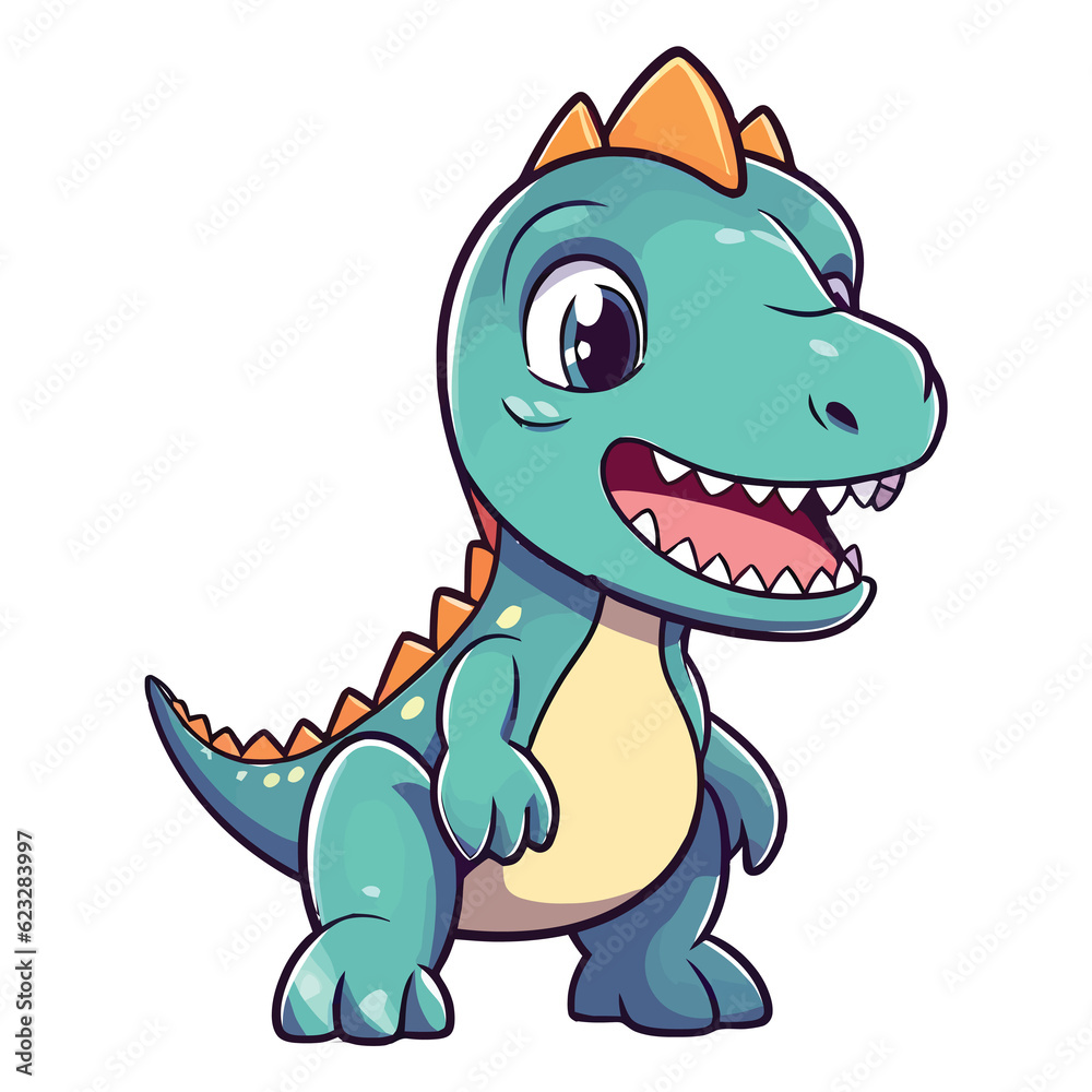 Roaring Cuteness: 2D Illustration of a Charming Allosaurus Roaring Cuteness: 2D Illustration of a Charming Allosaurus