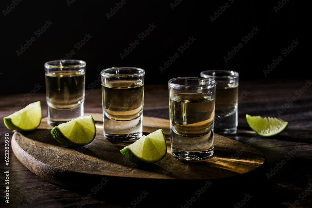 Mexican Tequila Shots with Lime and Salt in Mexico Mexican Tequila Shots with Lime and Salt in Mexico