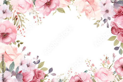 Image of picture frames a floral pattern on a white background. Flower. Illustration, Generative AI. © yod67