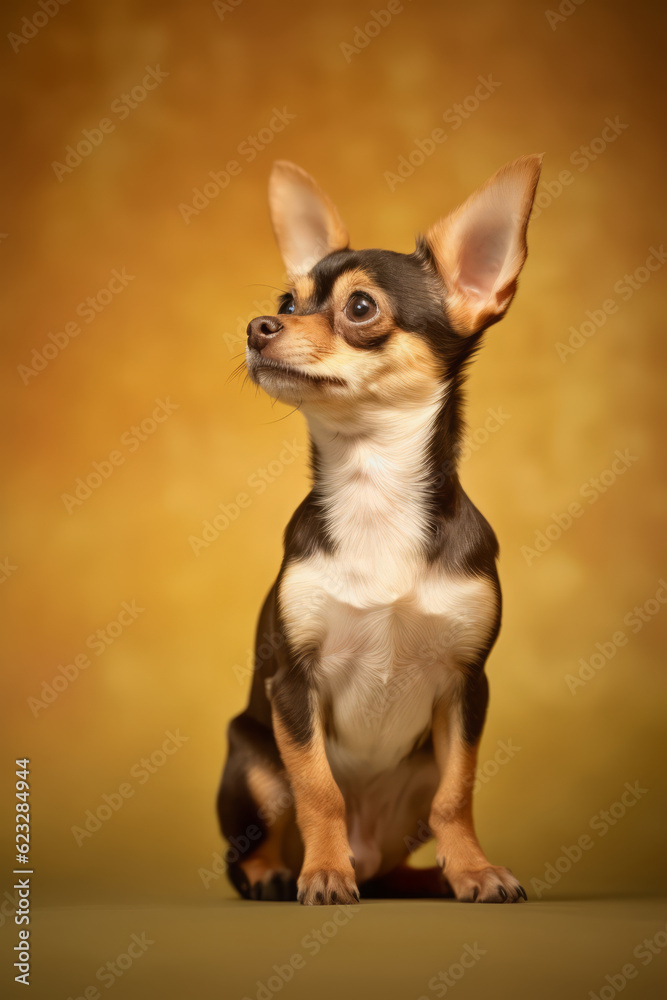 Very cute puppy Chihuahua in nature, national geography, Wide life animals. AI Generated.