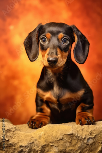 Very cute puppy Dachshund in nature  national geography  Wide life animals. AI Generated.